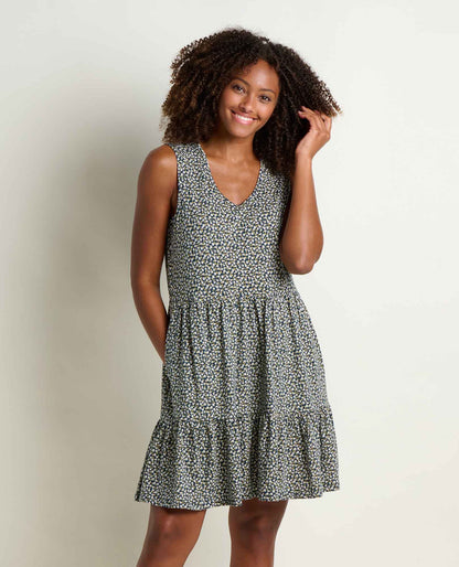 Marley Tiered Tank Dress - Breathable Organic Cotton Tiered Dress Midnight Print | Toad&Co Women