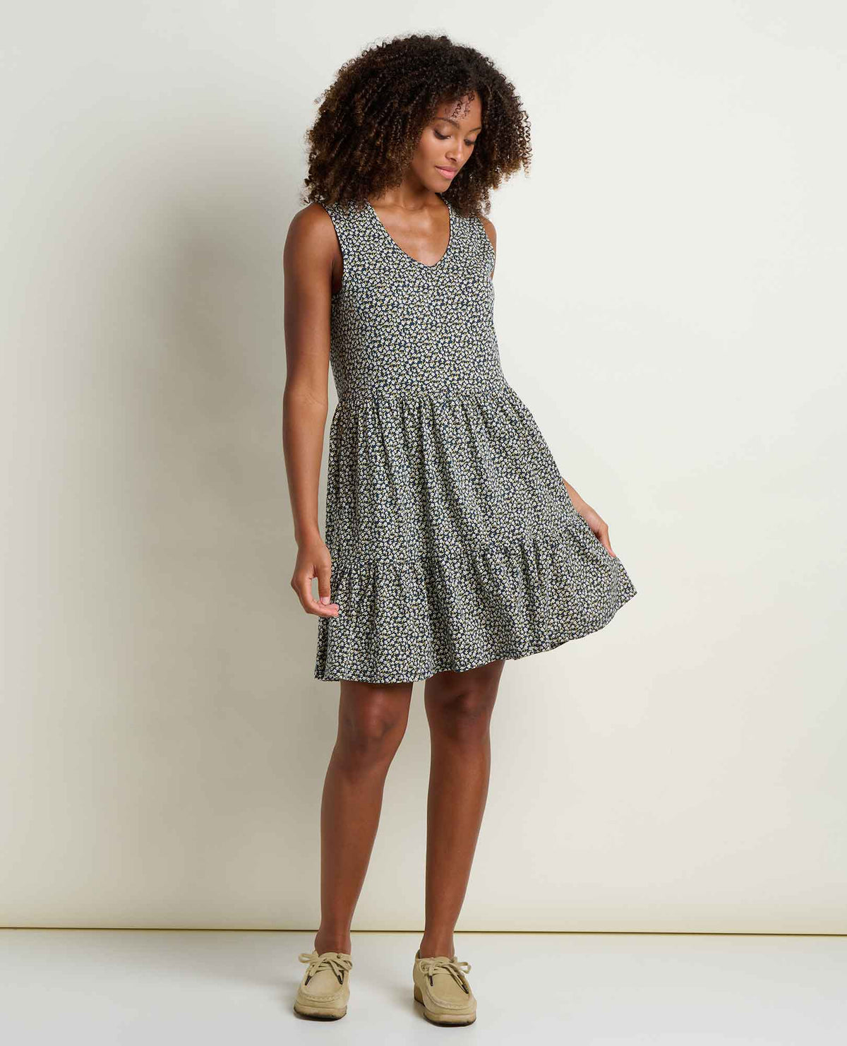 Marley Tiered Tank Dress - Breathable Organic Cotton Tiered Dress Midnight Print | Toad&Co Women