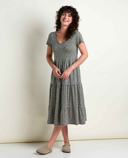 Marley Tiered Midi Dress - Organic Cotton & TENCEL™ Midi Dress Midnight Print | Toad&Co Women