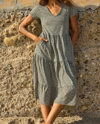 Marley Tiered Midi Dress - Organic Cotton & TENCEL™ Midi Dress Midnight Print | Toad&Co Women