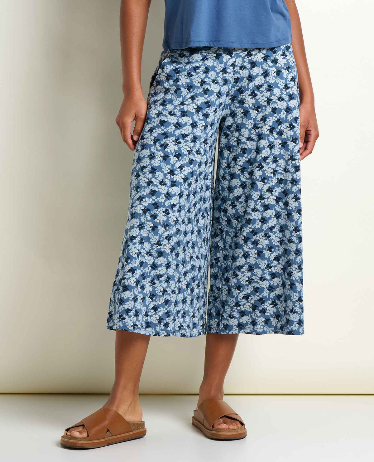 Chaka Wide Leg Culotte Pants - Flowy, Fun & Sustainable Pacific Blue Print | Toad&Co Women