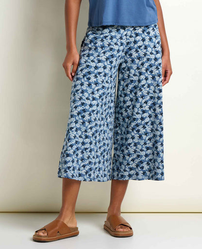 Chaka Wide Leg Culotte Pants - Flowy, Fun & Sustainable Pacific Blue Print | Toad&Co Women