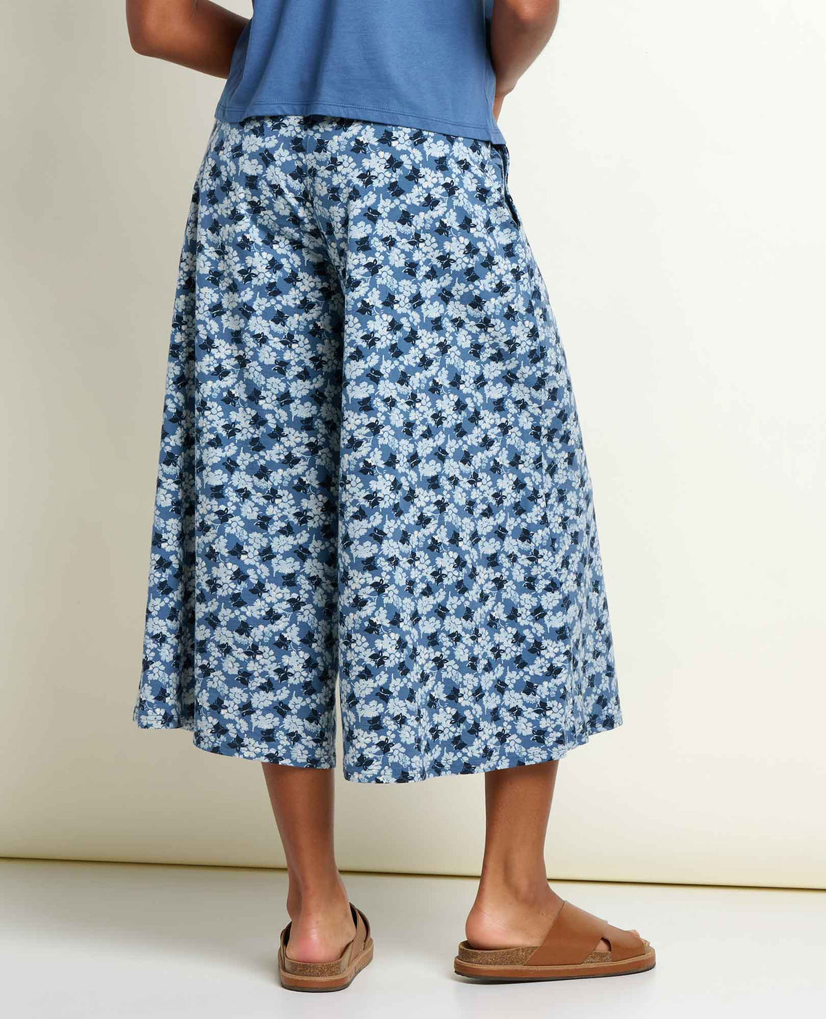 Chaka Wide Leg Culotte Pants - Flowy, Fun & Sustainable Pacific Blue Print | Toad&Co Women