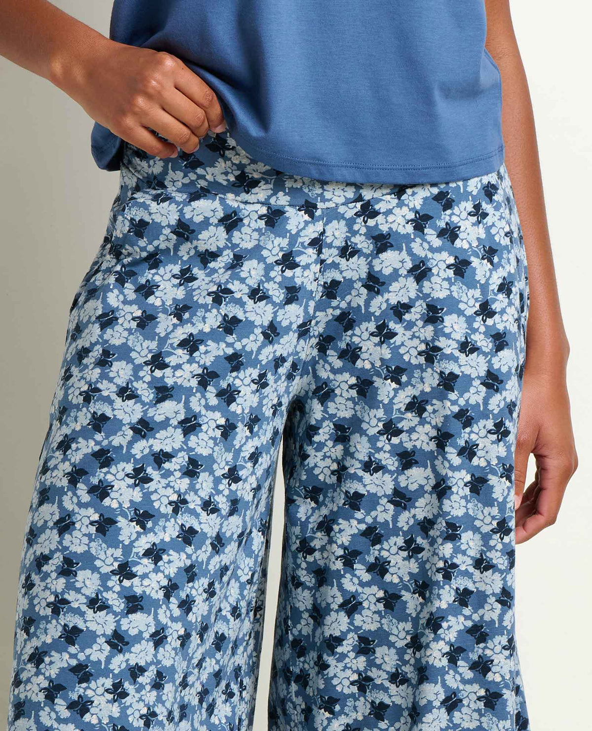 Chaka Wide Leg Culotte Pants - Flowy, Fun & Sustainable Pacific Blue Print | Toad&Co Women