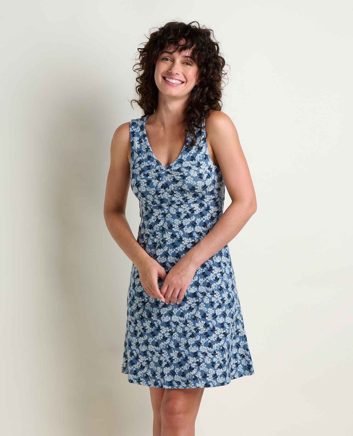 Women's Rosemarie Sleeveless Dress - by Toad&Co Pacific Blue Print | Toad&Co Women