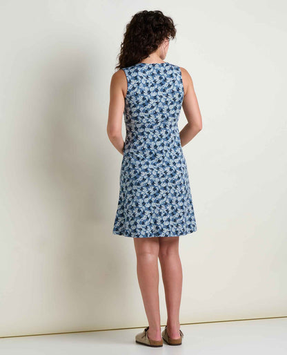 Women's Rosemarie Sleeveless Dress - by Toad&Co Pacific Blue Print | Toad&Co Women