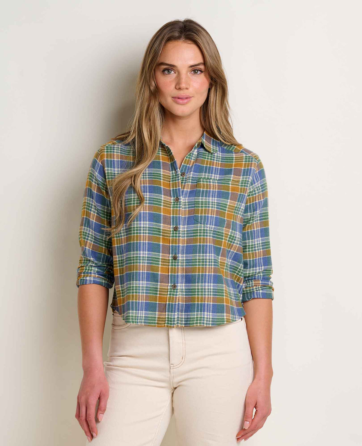 Re-Form Boxy Flannel Shirt Kyanite Tonal Madras | Toad&Co Women