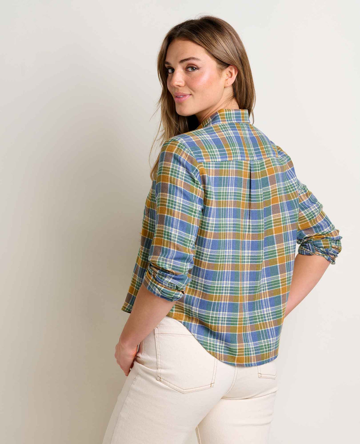 Re-Form Boxy Flannel Shirt Kyanite Tonal Madras | Toad&Co Women