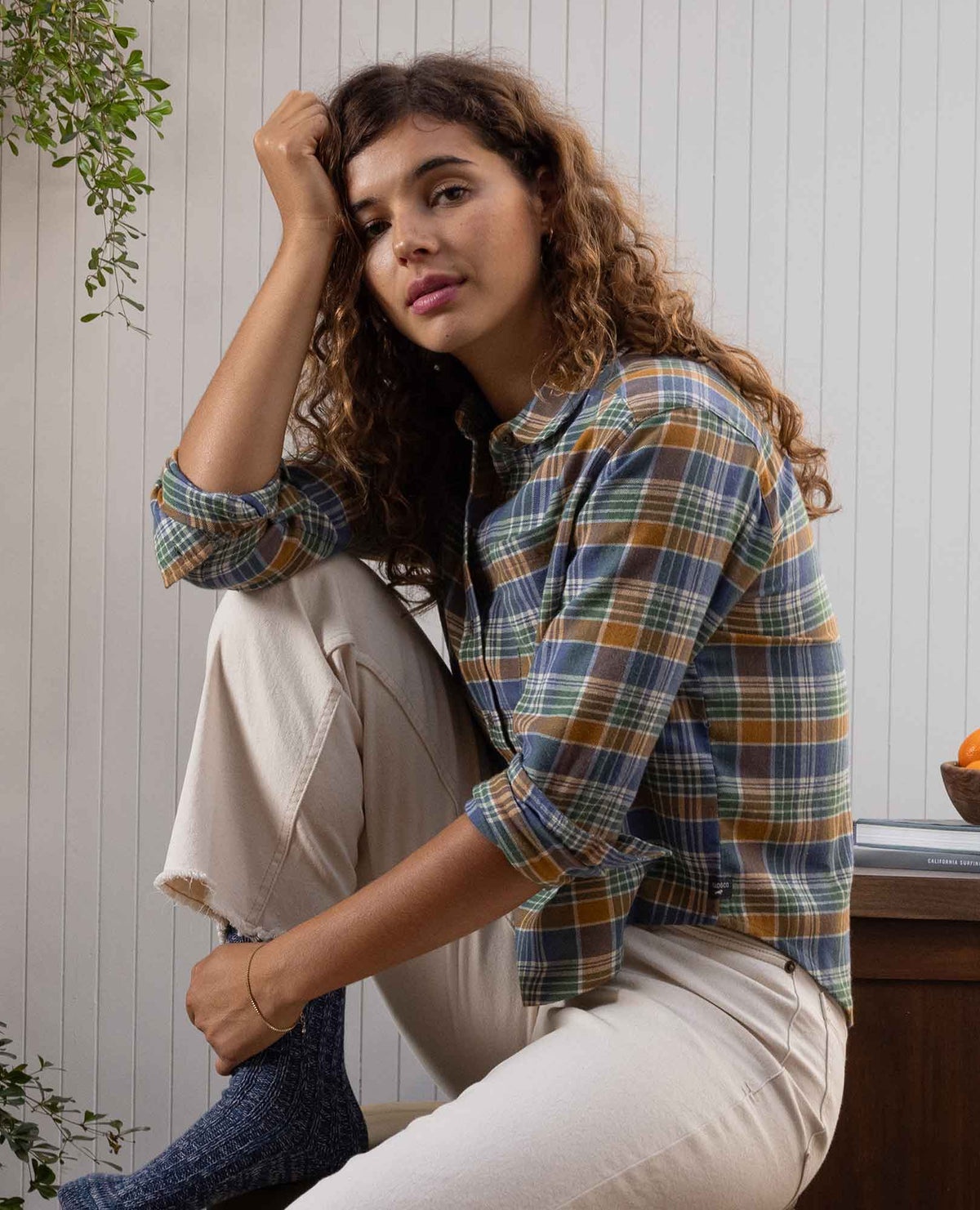 Re-Form Boxy Flannel Shirt Kyanite Tonal Madras | Toad&Co Women