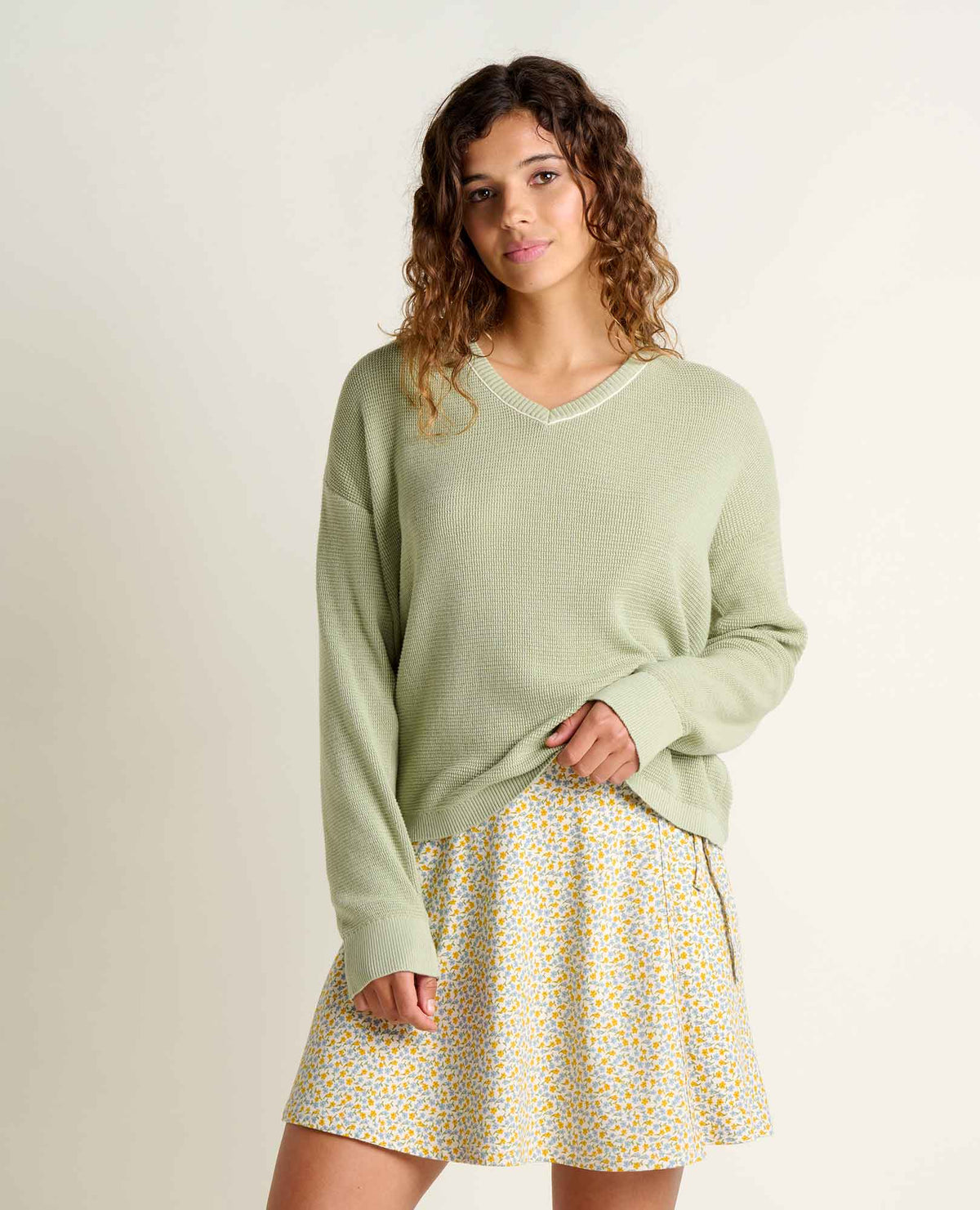 Bianca Pullover Sweater - Recycled Cotton Knit V-Neck Layer  | Toad&Co Women