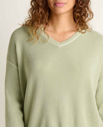Bianca Pullover Sweater - Recycled Cotton Knit V-Neck Layer  | Toad&Co Women
