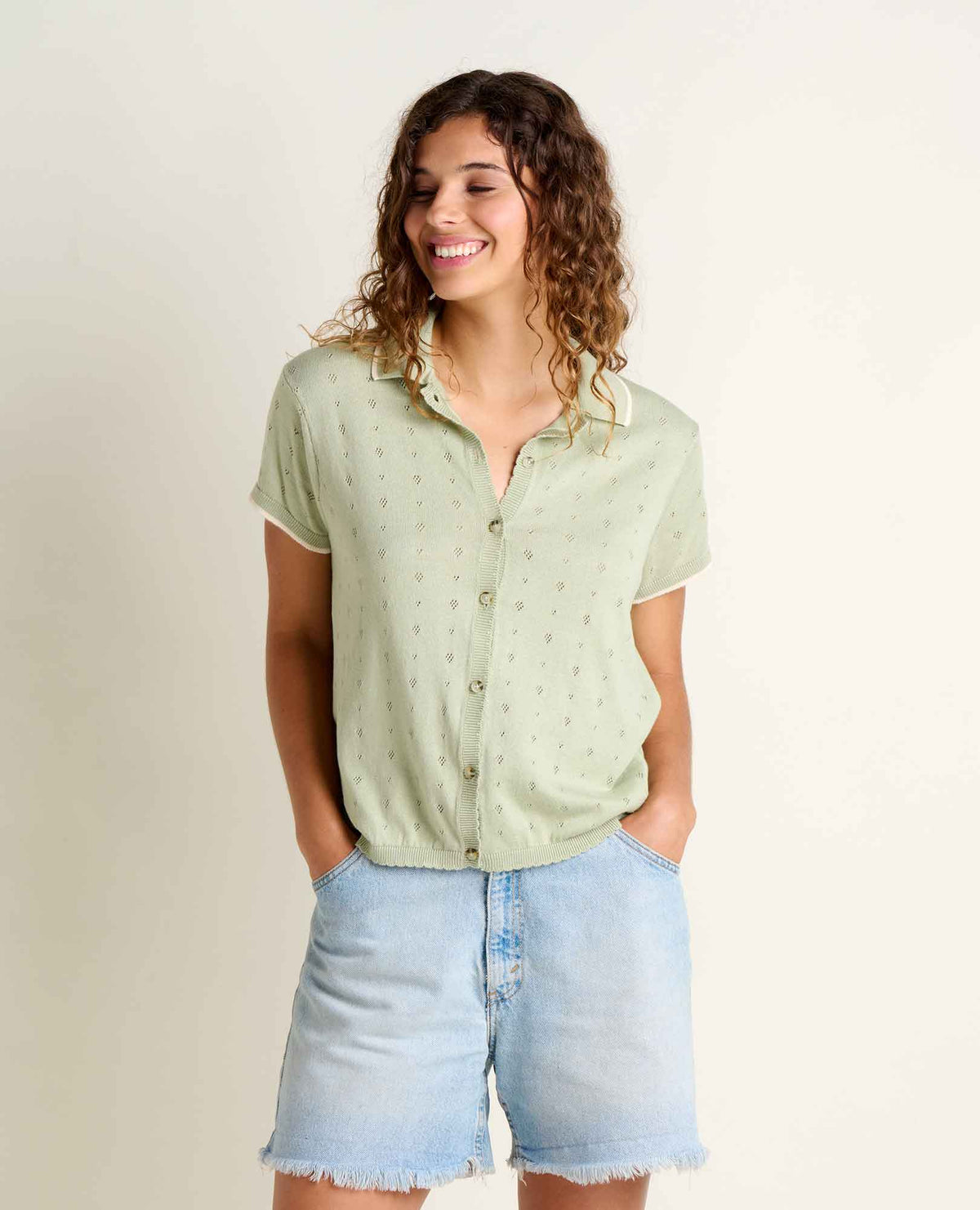 Bianca Shirt - Recycled Cotton Pointelle Knit Blouse  | Toad&Co Women