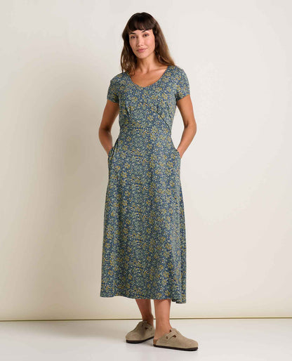 Rose Short Sleeve V-Neck Midi Dress - Soft with Stretch  | Toad&Co Women