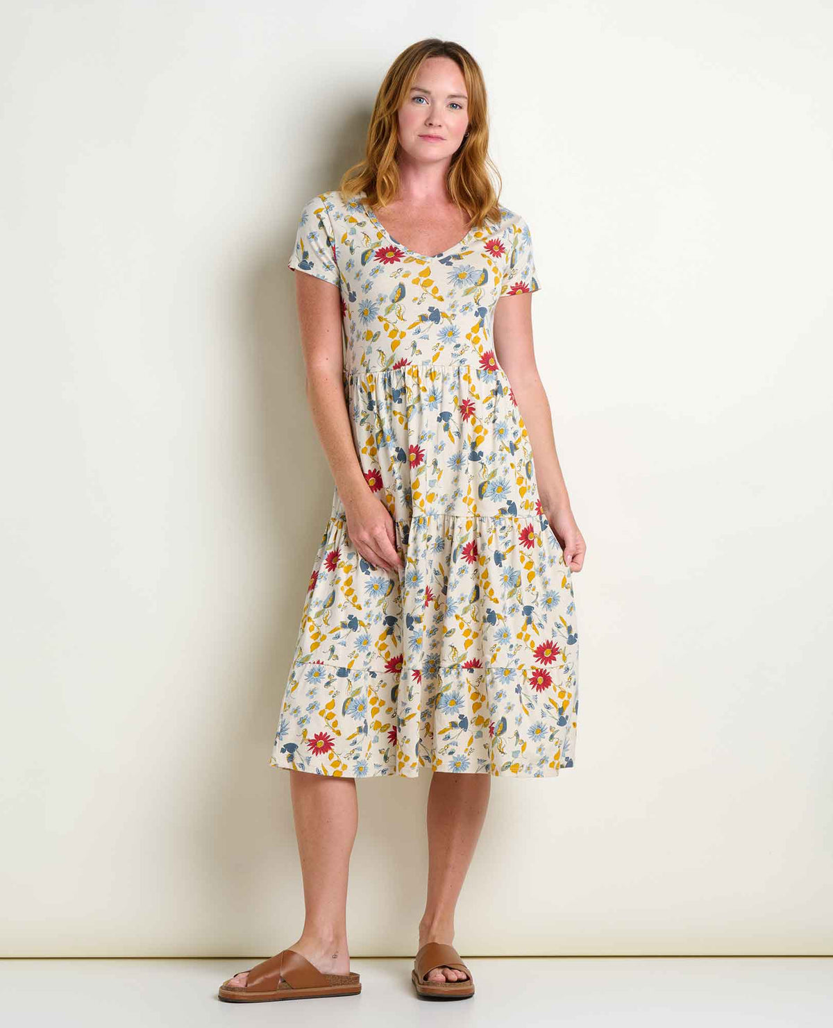 Marley Tiered Midi Dress - Organic Cotton & TENCEL™ Midi Dress Almond Print | Toad&Co Women