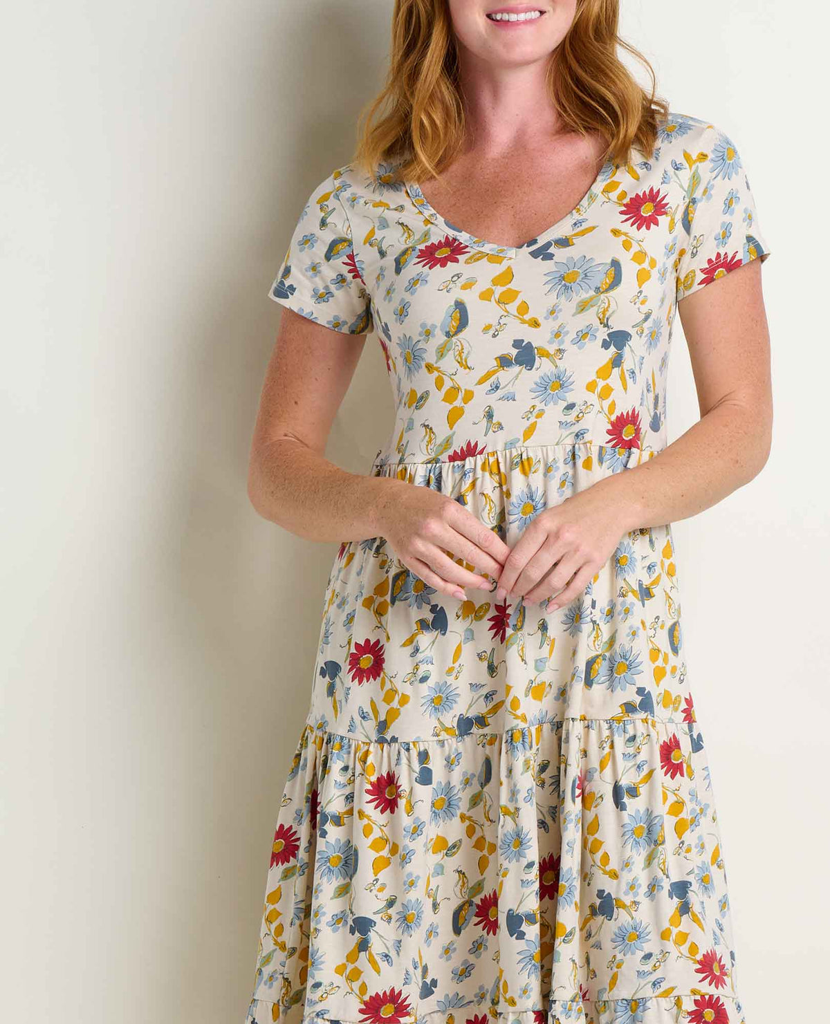 Marley Tiered Midi Dress - Organic Cotton & TENCEL™ Midi Dress Almond Print | Toad&Co Women