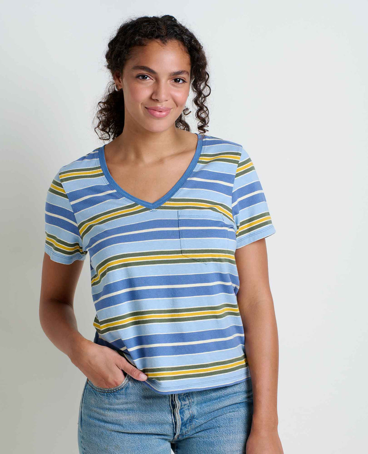 Grom Hemp Blend V-Neck T-Shirt - Sustainable Top by Toad&Co  | Toad&Co Women