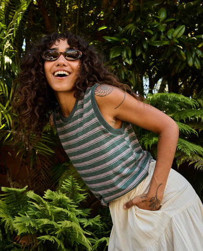 Boundless Jersey Tank - Eco-Friendly Water-Resistant Jersey Tank Cilantro Pattern | Toad&Co Women