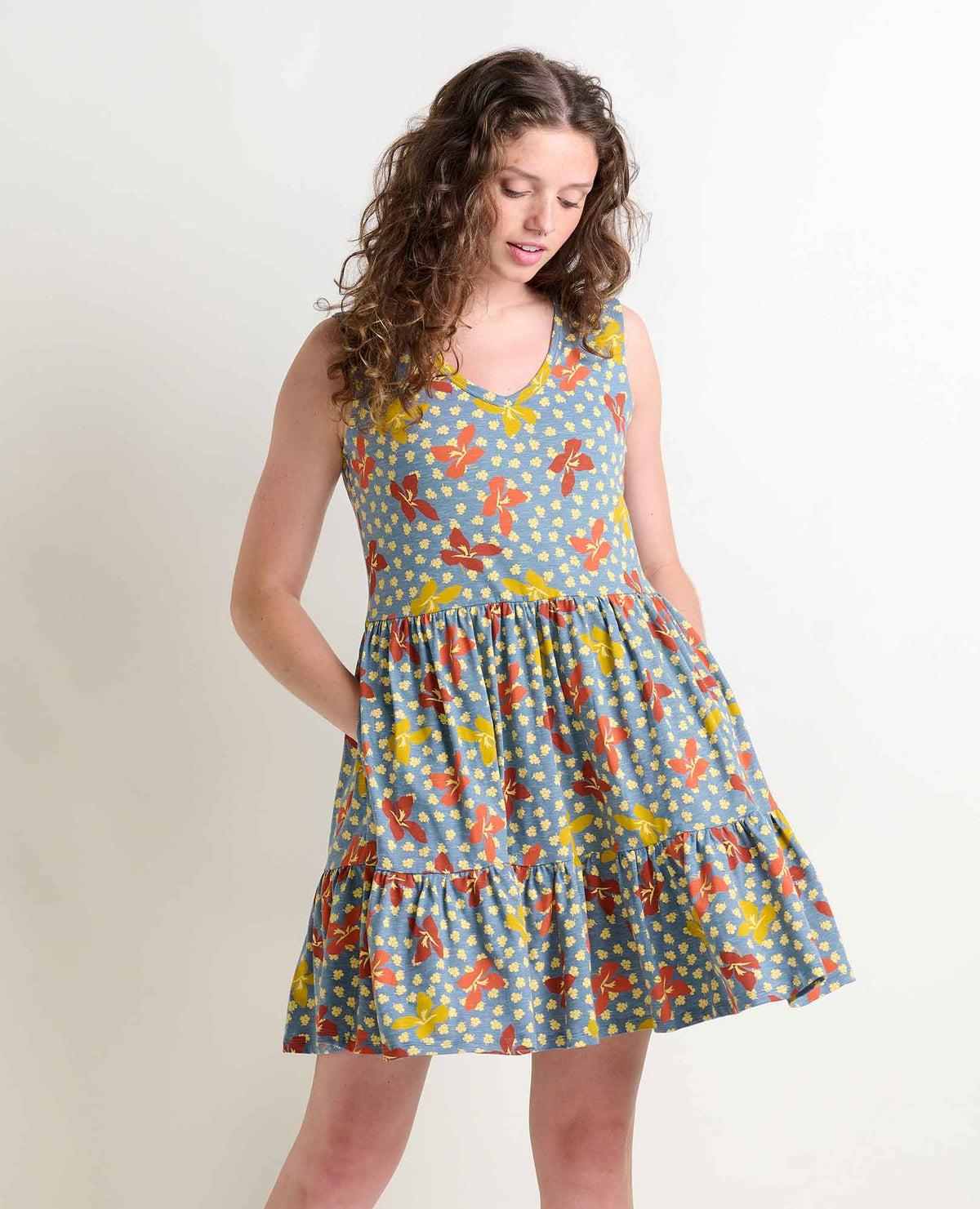 Marley Tiered Sleeveless Dress - by Toad&Co North Shore Lily Print | Toad&Co Women