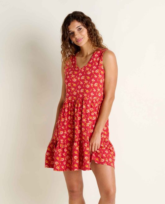Marley Tiered Tank Dress - Breathable Organic Cotton Tiered Dress Crabapple Print | Toad&Co Women