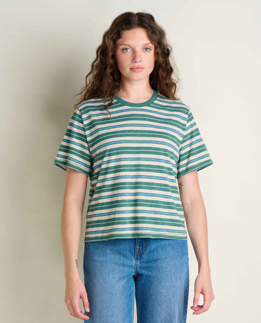 Women's Boundless Jersey Crew - Garment-Dyed Relaxed Fit Top Palm Pattern | Toad&Co Women