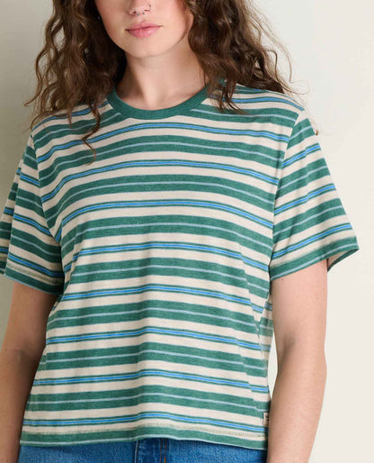 Women's Boundless Jersey Crew - Garment-Dyed Relaxed Fit Top Palm Pattern | Toad&Co Women