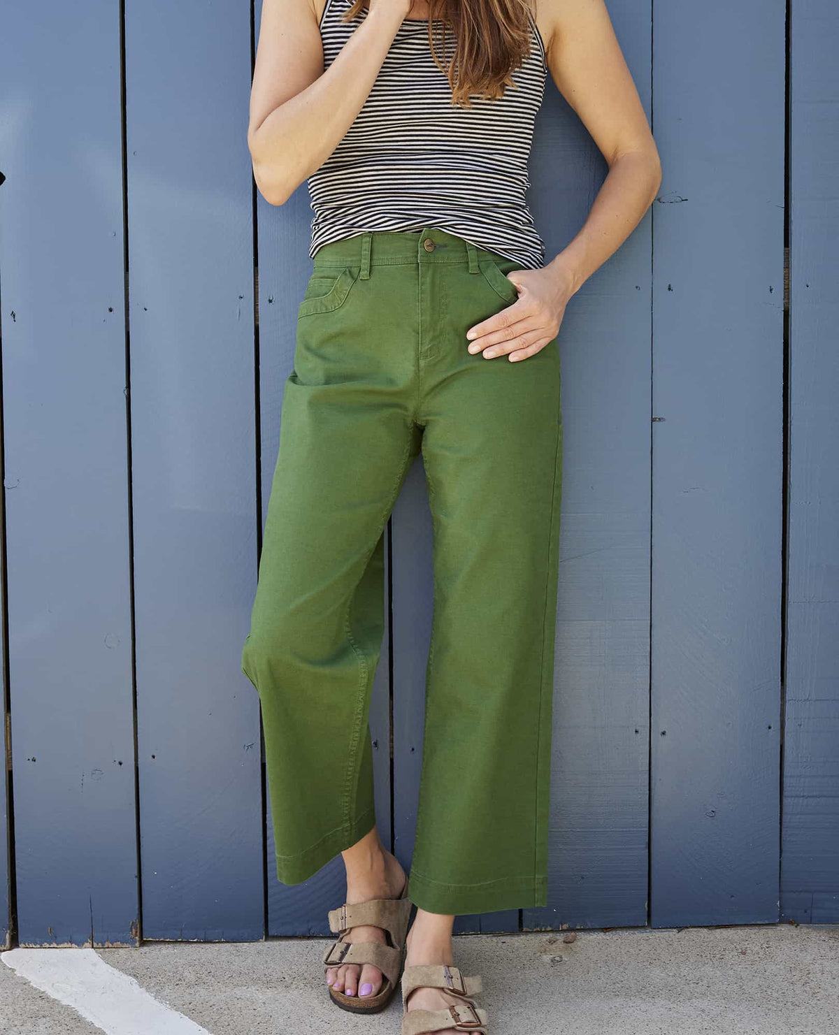 Earthworks Wide Leg Organic Cotton Crop Pant Pasture | Toad&Co Women