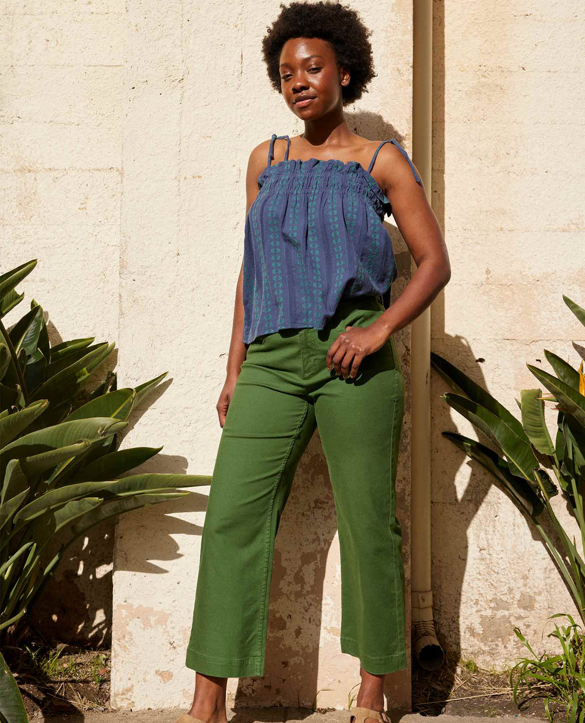 Earthworks Wide Leg Organic Cotton Crop Pant Pasture | Toad&Co Women