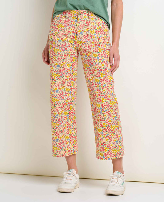 Earthworks Wide Leg Organic CottonPant Straw Ditsy Print | Toad&Co Women
