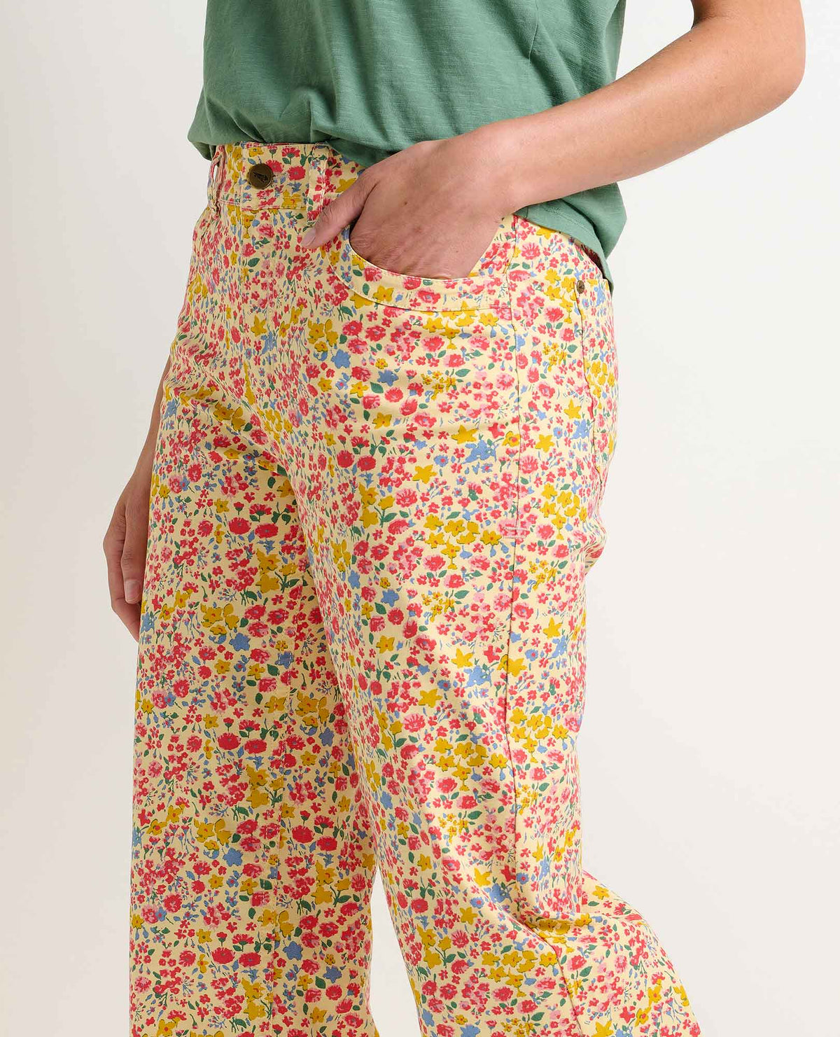 Earthworks Wide Leg Organic CottonPant Straw Ditsy Print | Toad&Co Women