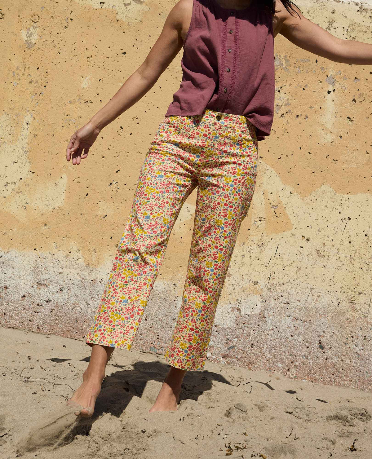 Earthworks Wide Leg Organic CottonPant Straw Ditsy Print | Toad&Co Women