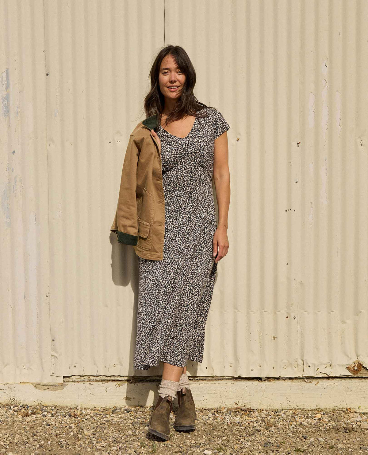 Rose Short Sleeve V-Neck Midi Dress - Soft with Stretch  | Toad&Co Women