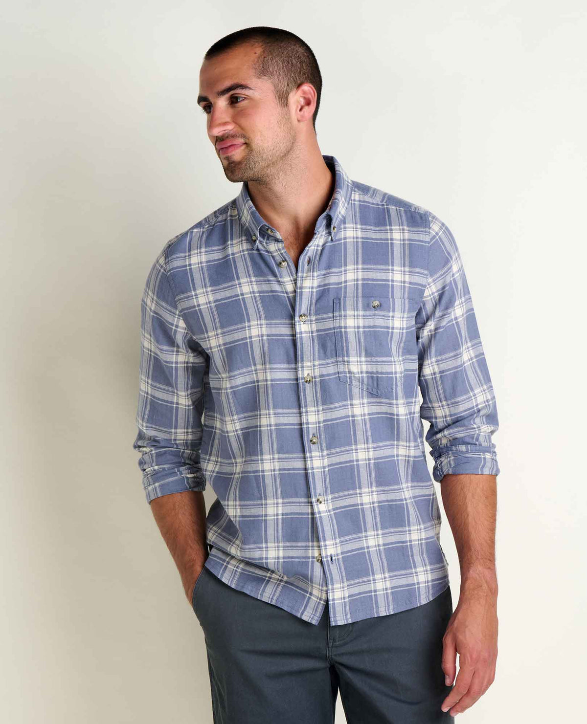 Airsmyth Men's Flannel Shirt - 100% Recycled by Toad&Co Ocean Pattern | Toad&Co Men
