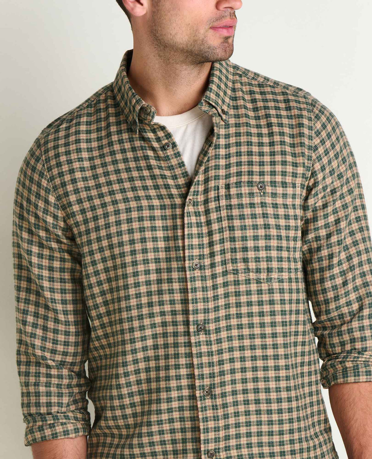 Airsmyth Men's Flannel Shirt - 100% Recycled by Toad&Co Chai Pattern | Toad&Co Men