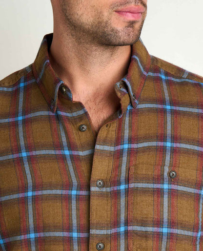 Airsmyth Men's Flannel Shirt - 100% Recycled by Toad&Co Honey Brown Pattern | Toad&Co Men