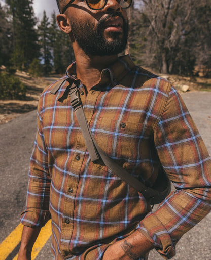 Airsmyth Men's Flannel Shirt - 100% Recycled by Toad&Co Honey Brown Pattern | Toad&Co Men