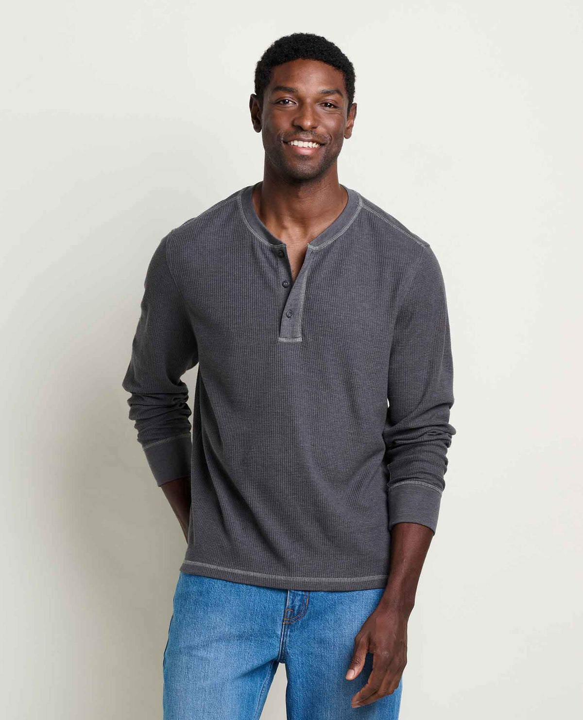Framer Long Sleeve Henley Soot | Toad&Co Men