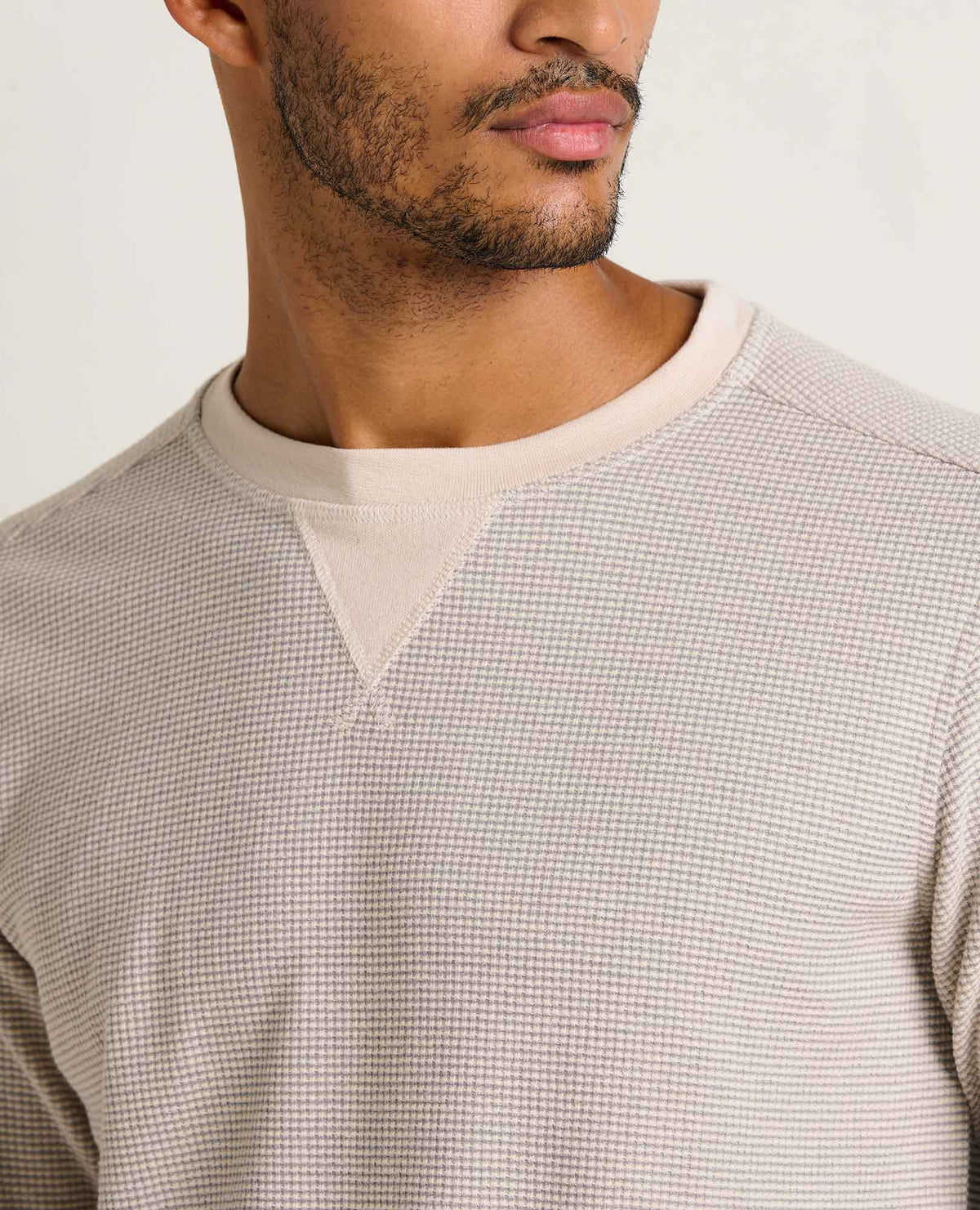 Men's Framer Long Sleeve Waffle Crewneck Tee - by Toad&Co Heather Grey Stripe | Toad&Co Men