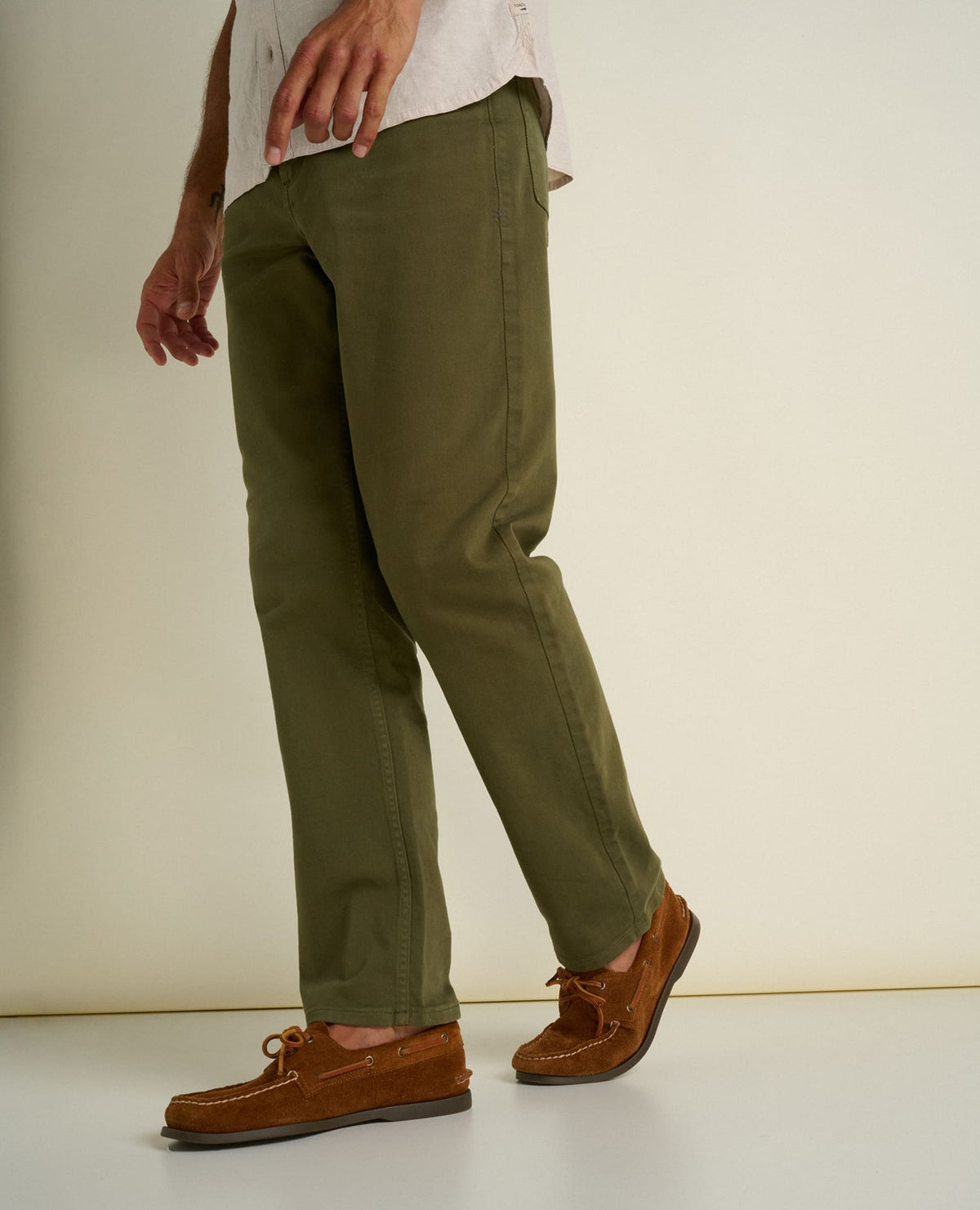 Men's Tamarack Straight Jean - Organic Cotton Stretch Straight Jean Olive | Toad&Co Men