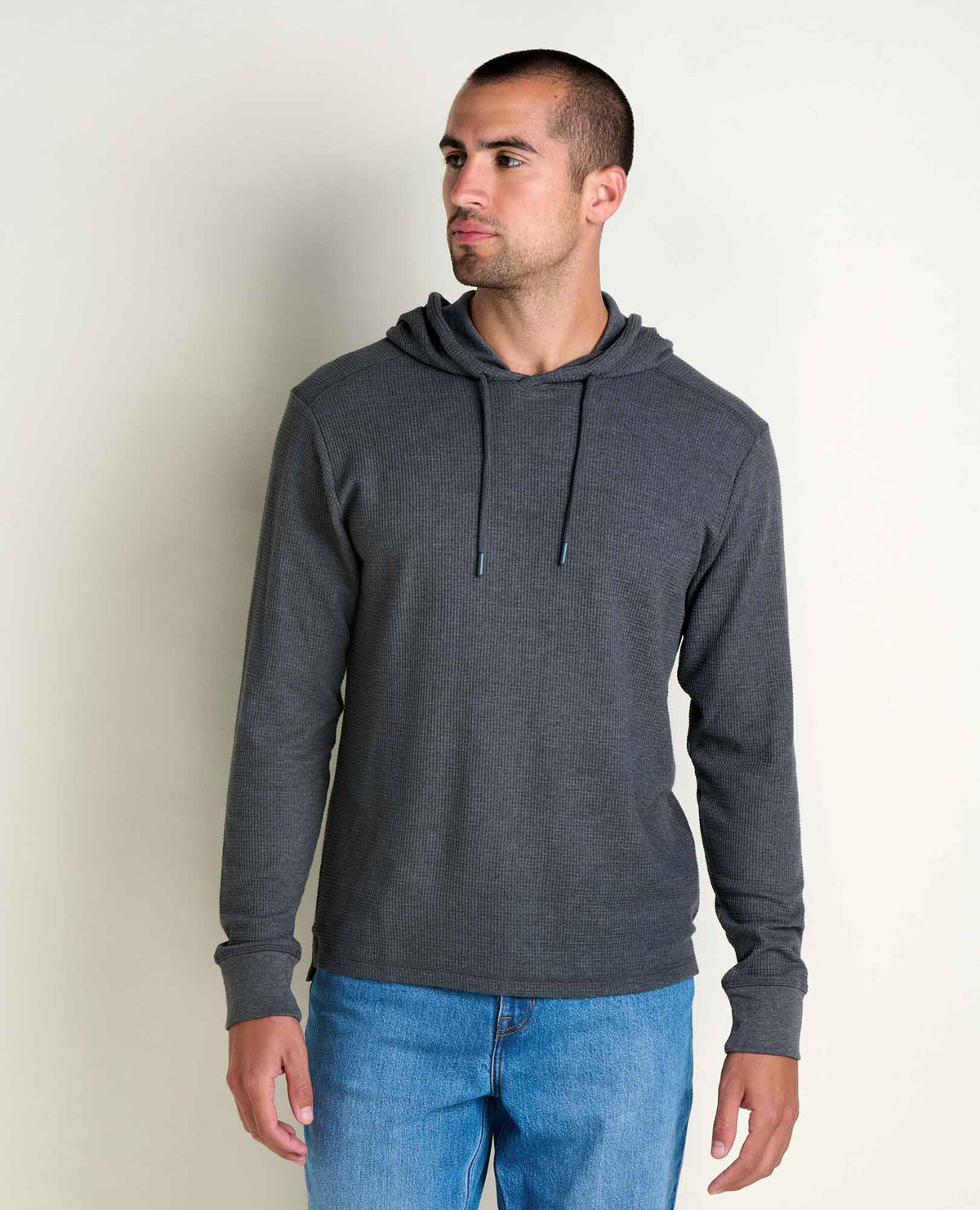 Framer II Long Sleeve Waffle Hoodie - by Toad&Co Soot | Toad&Co Men