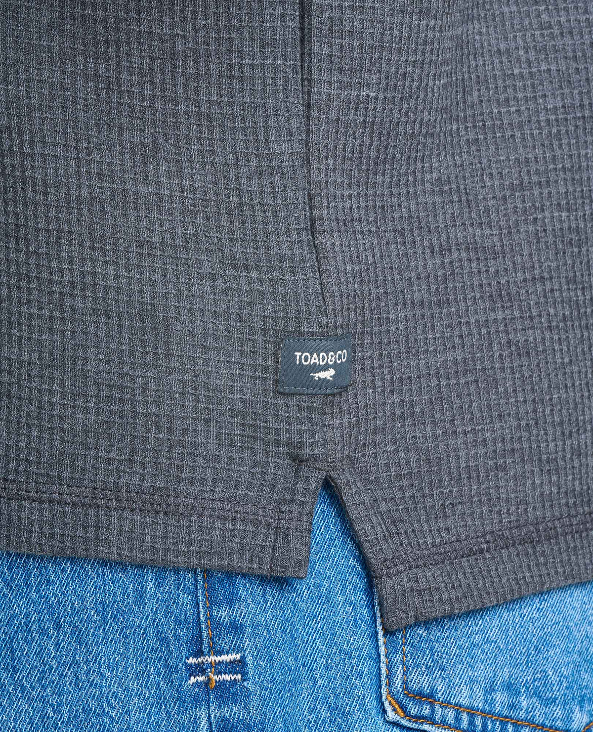 Framer II Long Sleeve Waffle Hoodie - by Toad&Co Soot | Toad&Co Men