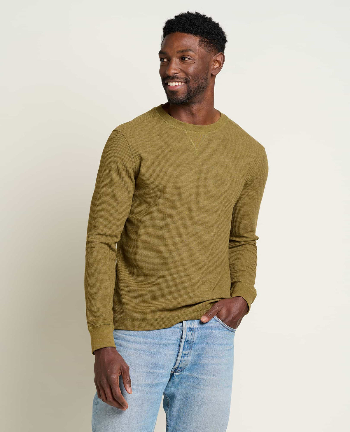 Men's Framer Long Sleeve Waffle Crewneck Tee - by Toad&Co Fir | Toad&Co Men