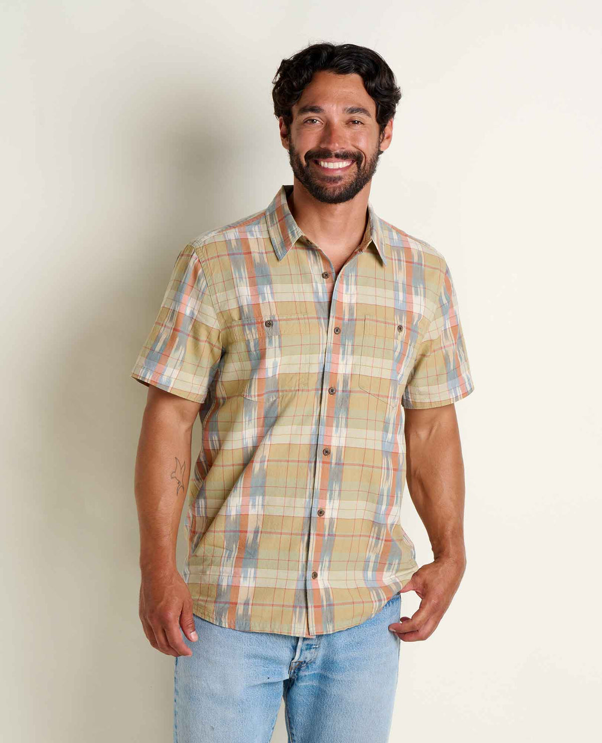 Smythy Shirt - Organic Cotton Ikat Spacedye Short Sleeve Shirt  | Toad&Co Men