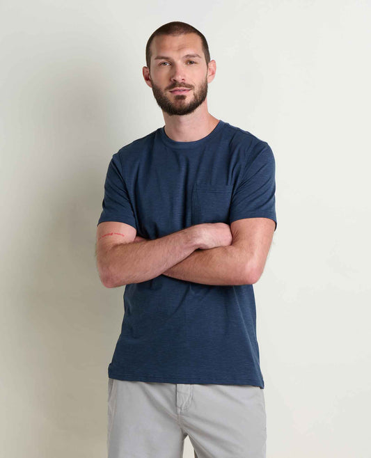 Tempo Crew Pocket Tee - Effortless & Eco-Friendly True Navy | Toad&Co Men