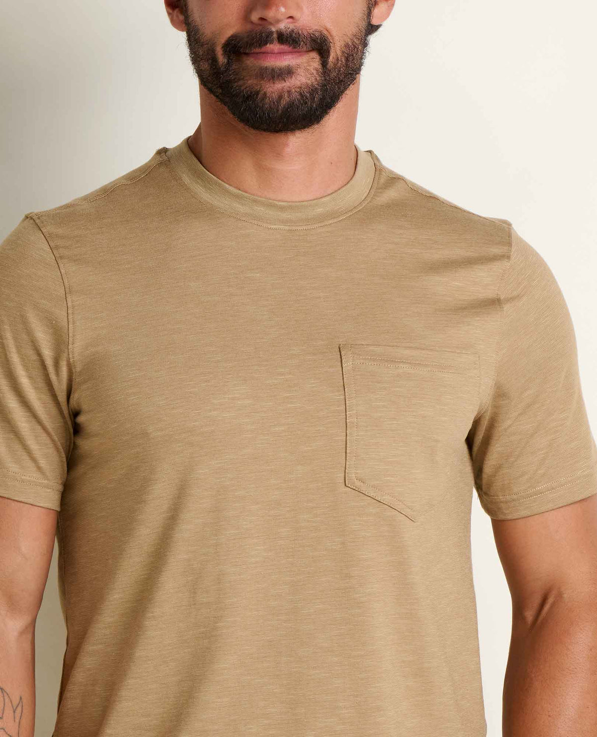 Tempo Crew Pocket Tee - Effortless & Eco-Friendly Khaki | Toad&Co Men