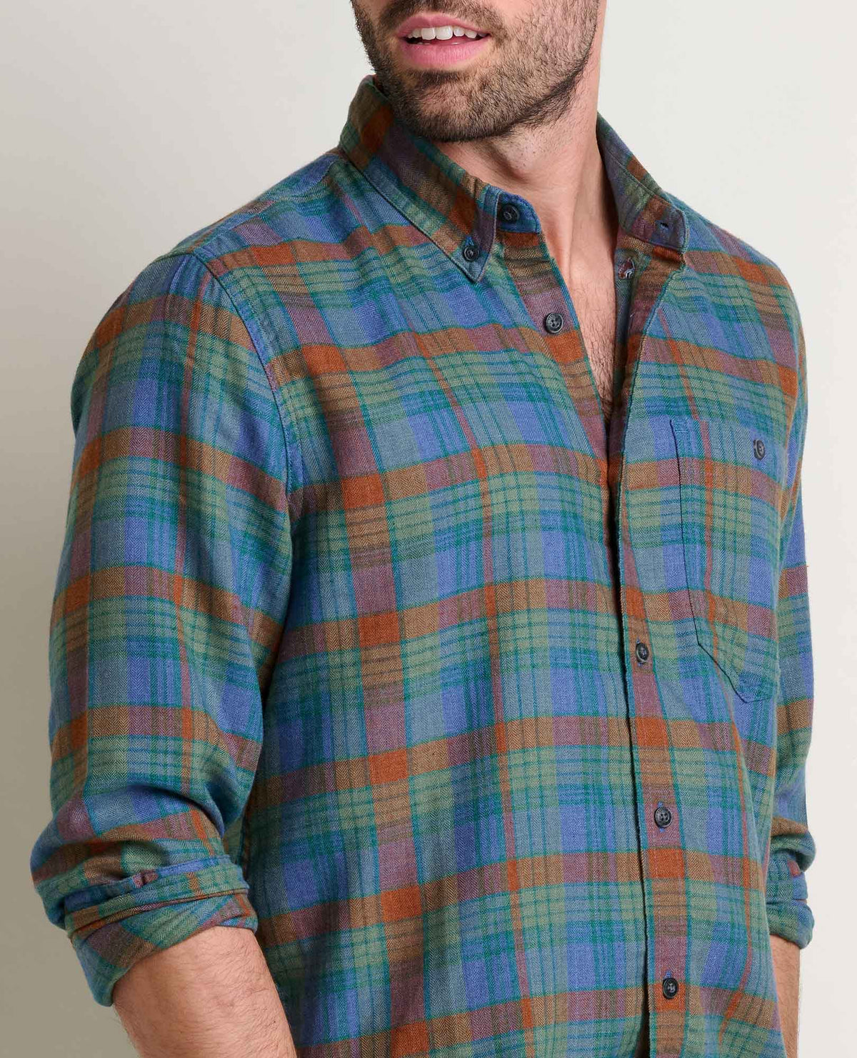 Airsmyth Men's Flannel Shirt - 100% Recycled by Toad&Co Dark Roast Tonal Madras | Toad&Co Men