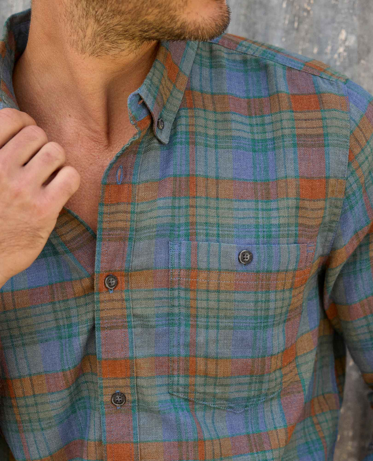 Airsmyth Men's Flannel Shirt - 100% Recycled by Toad&Co Dark Roast Tonal Madras | Toad&Co Men