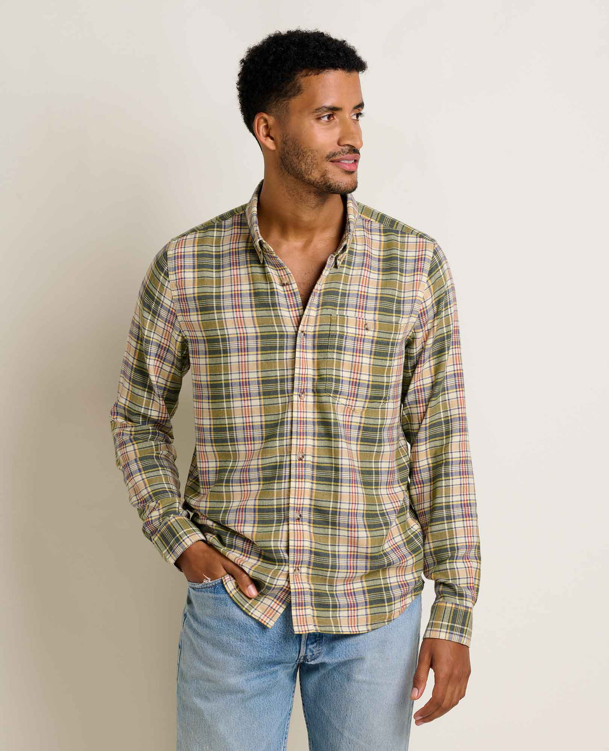 Airsmyth Men's Flannel Shirt - 100% Recycled by Toad&Co Chive Plaid | Toad&Co Men