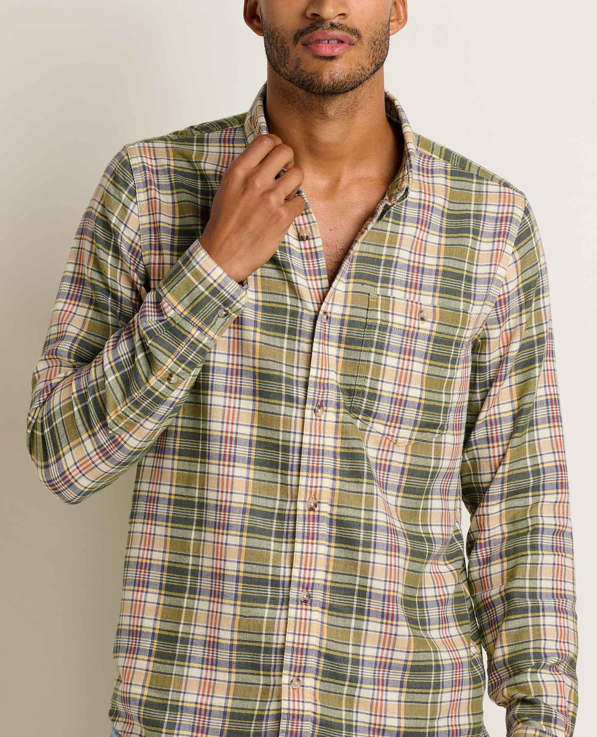 Airsmyth Men's Flannel Shirt - 100% Recycled by Toad&Co Chive Plaid | Toad&Co Men