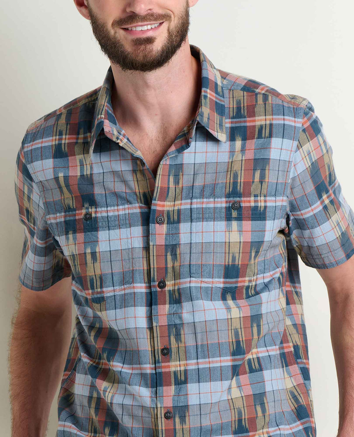 Smythy Shirt - Organic Cotton Ikat Spacedye Short Sleeve Shirt  | Toad&Co Men